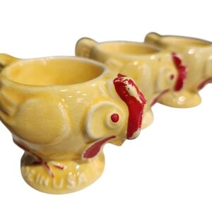 3 Vintage Fanny Farmer Yellow Chicken Egg Cups
